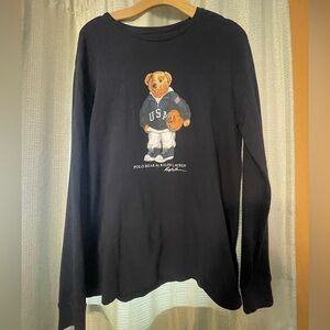 Polo by Ralph Lauren Navy Long-Sleeve Basketball Bear Graphic Tee
